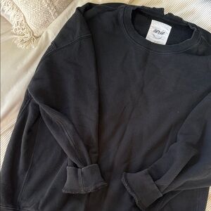 aerie black oversized crewneck sweatshirt